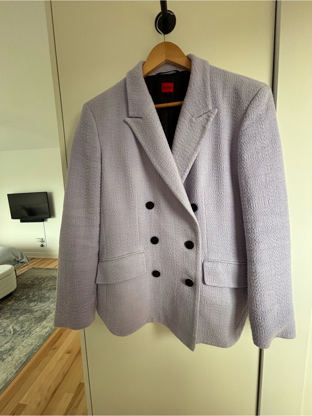 HUGO Double-Breasted Light Lavender Blazer